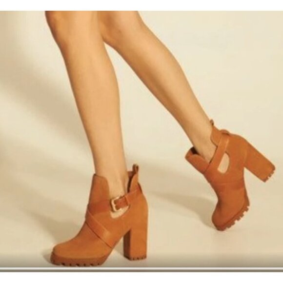 NWOT AREZZO BRAZIL LUXURIOUS FINE NUBUCK & LEATHER CHUNKY HEEL SUEDE SHOES 8.5 - Picture 6 of 6